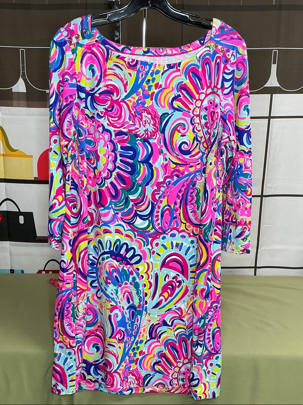 Lilly Pulitzer sz XL Pink Multicolor Paisley Shift Dress #2366